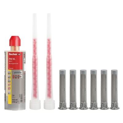 Montagemörtel, Fischer 150 C Set inkl. Siebhülsen Farbe: hellgrau